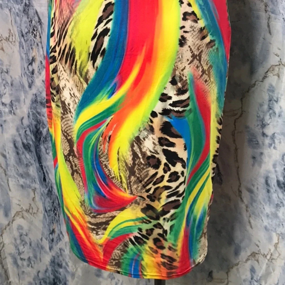 love J t-shirt dress beach tank stretch dress abstract colors XL - Picture 6 of 7